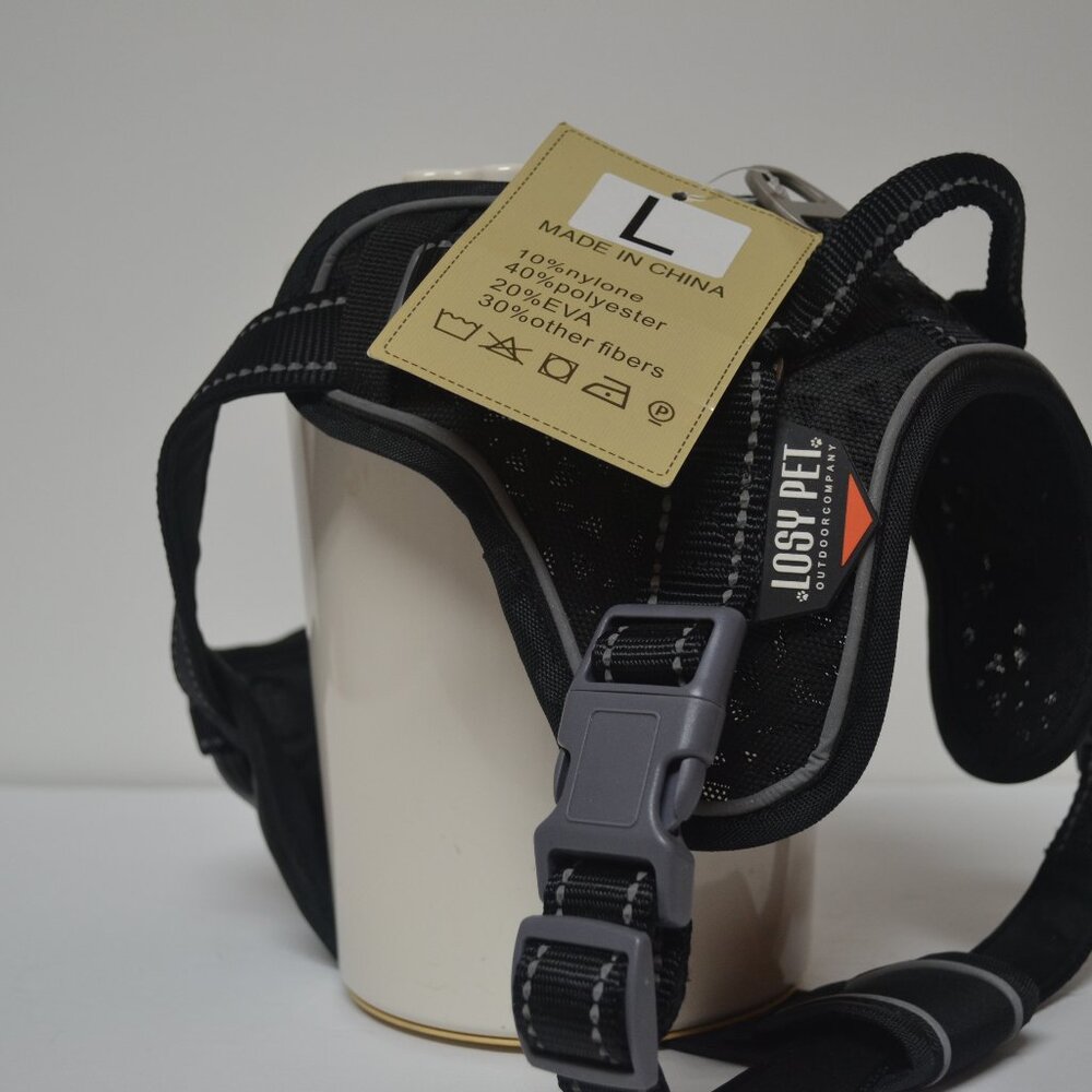Adjustable Reflective No Pull Dog Harness, Black, Large, 17 to 34-in chest NWT